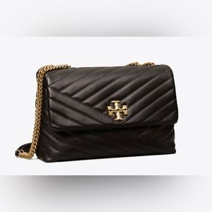Tory Burch Black Kira Chevron Convertible Shoulder Bag